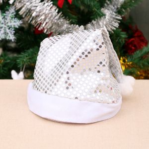 Silver Sequin Santa Christmas Hat 