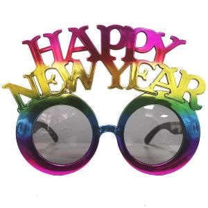 ‘Happy New Year’ Multicoloured Holographic Foil Glasses