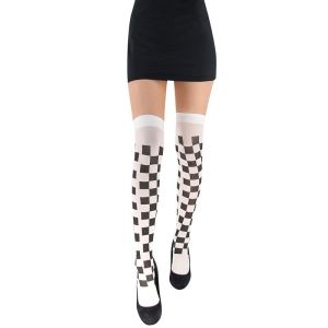 Adult Stockings - Black & White Checker Board Style 