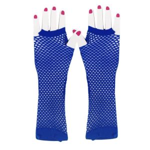 Adult Dark Blue Fish Net Long Gloves