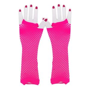 Adult Hot Pink Fish Net Long Gloves