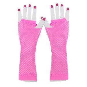 Adult Light Pink Fish Net Long Gloves