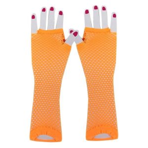 Adult Orange Fish Net Long Gloves