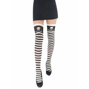 Adult Stockings - Black and White Pirate Stripes
