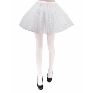 Adult - White Tutu Skirt with Silver Stars