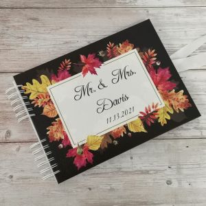 CUSTOM Autumnal Leaf Frame Guestbook with Different Page Options-No. 211