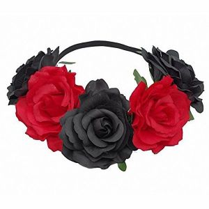 Beautiful Black & Red Mix Garland Flower Headband 