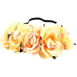 Beautiful Yellow With Pink Garland Flower Headband 