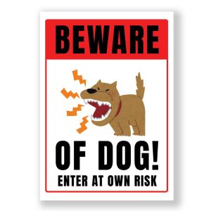 Beware Of Dog Enter At Own Risk Warning Sign, Durable Waterproof PVC, Rust-Free,  Indoor & Outdoor Use, No. 171, 172, 173