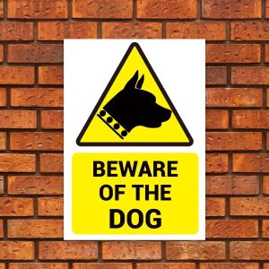 ‘BEWARE OF THE DOG’ Warning Sign. Tough, Durable and Rust-Proof Weatherproof PVC Sign for Outdoor Use, 210MM X 148MM. No 017