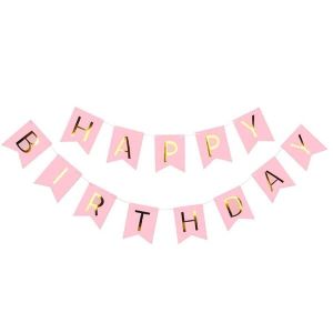 Pink With Gold Happy Birthday Banner Party Decorations
