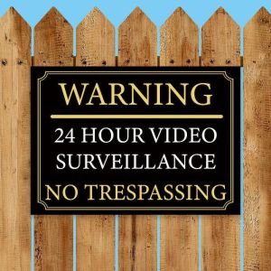 Black And Gold ‘WARNING' '24 HOUR VIDEO SURVEILLANCE’ Warning Sign. Tough, Durable and Rust-Proof Weatherproof PVC Sign for Outdoor Use, 297mm X 210mm. No 023
