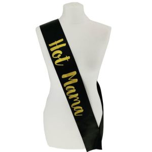 Black With Gold Writing ‘Hot Mama’ Sash