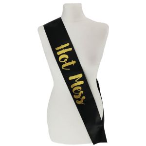 Black With Gold Writing ‘Hot Mess’ Sash