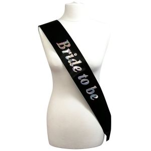 Black With Holographic Silver Foil ‘Bride To Be’ Sash