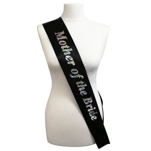 Black With Holographic Silver Foil ‘Mother Of The Bride’ Sash