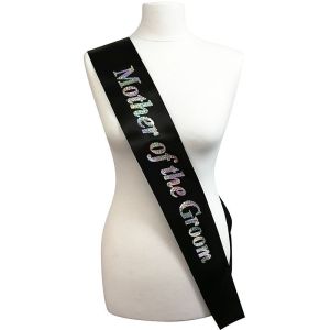 Black With Holographic Silver Foil ‘Mother Of The Groom’ Sash