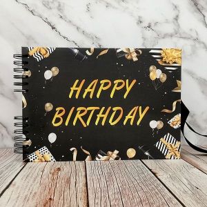 Good Size Black Gift Boxes Happy Birthday Guestbook With 6x2 Printed Pages