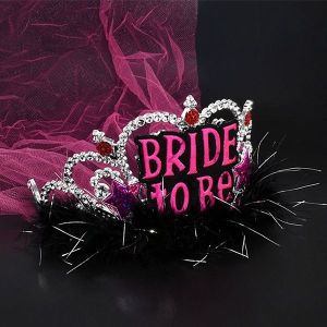 ‘Bride To Be’ Silver Tiara With Pink Veil