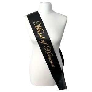 Black With Gold Writing ‘Maid Of Honour’ Sash