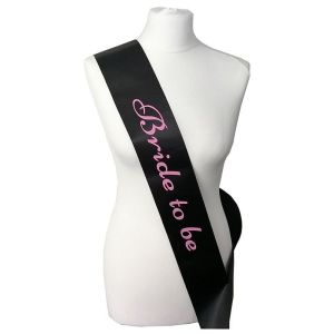 Black With Baby Pink Writing ‘Bride To Be’ Sash