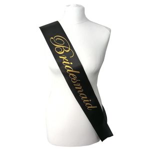 Black With Gold Writing ‘Bridesmaid’ Sash