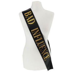 Black With Gold Glitter ‘Bad Influence’ Sash