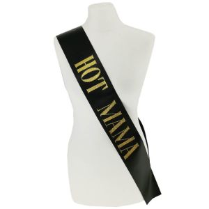 Black With Gold Glitter ‘Hot Mama’ Sash