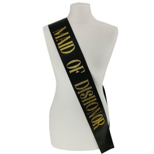 Black With Gold Glitter ‘Maid Of Dishonor’ Sash