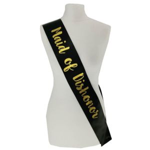 Black With Gold Writing ‘Maid Of Dishonor’ Sash