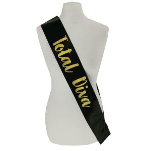 Black With Gold Writing ‘Total Diva’ Sash