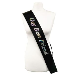 Black With Holographic Silver Foil ‘Gay Best Friend’ Sash