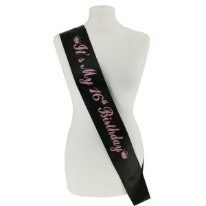 Black With Pink Glitter 'It's My 16th Birthday' Birthday Sash