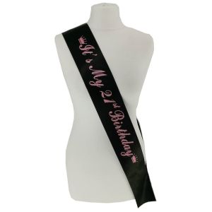 Black With Pink Glitter 'It's My 21st Birthday' Birthday Sash