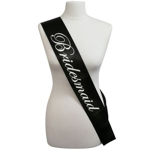 Black with White Writing ‘Bridesmaid’ Sash