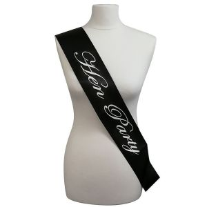 Black with White Writing ‘Hen Party’ Sash