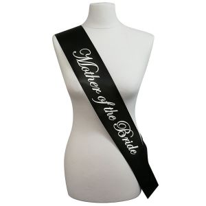 Black with White Writing ‘Mother Of The Bride’ Sash