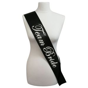 Black with White Writing ‘Team Bride’ Sash