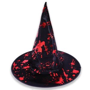 Black Wizard Hat with Shiny Red Blood Handprints