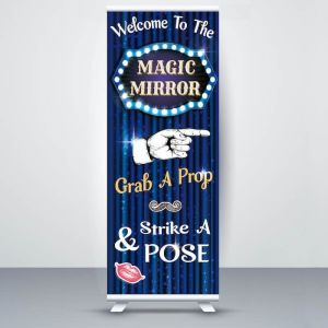Blue Showbiz Glitzy Curtain ‘Magic Mirror’ Pop Up Roller Banner
