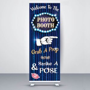 Blue Showbiz Glitzy Curtain ‘Photo Booth’ Pop Up Roller Banner