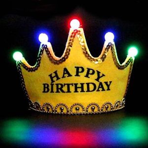 Gold ‘Happy Birthday’ Crown LED Light Up Tiara