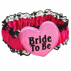 ‘Bride To Be’ Lace Pink Black Garter