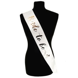 White With Champagne Diamond Ring ‘Bride To Be’ Sash