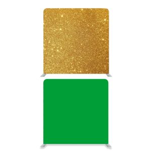 8ft*7.5ft Green Screen and Bright Gold Glitter Backdrop, With or Without Tension Frame