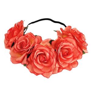 Beautiful Coral Garland Flower Headband 