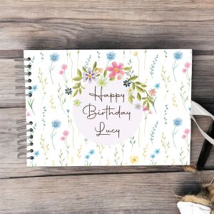 CUSTOM Colourful Floral Design Guest Book with Different Page Options-No. 223