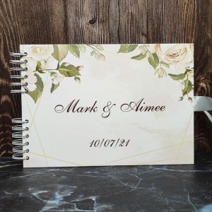 CUSTOM Cream Roses Gold Frame Guestbook with Different Page Style Options 