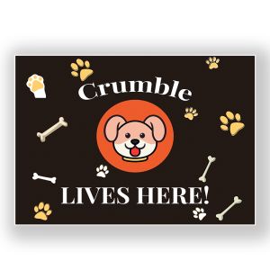 Custom Printed Name Dog Lives Here Warning Sign, Durable Waterproof PVC, Rust-Free, Indoor & Outdoor Use,  No. 198, 199, 200