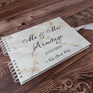 CUSTOM Gold Marble Detail Guestbook with Different Page Options-No. 208